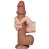 Gode avec Bourses Sliding Skin 17 x 3.5cm Marron