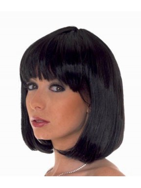 Perruque Carré avec frange - Noire ébène 