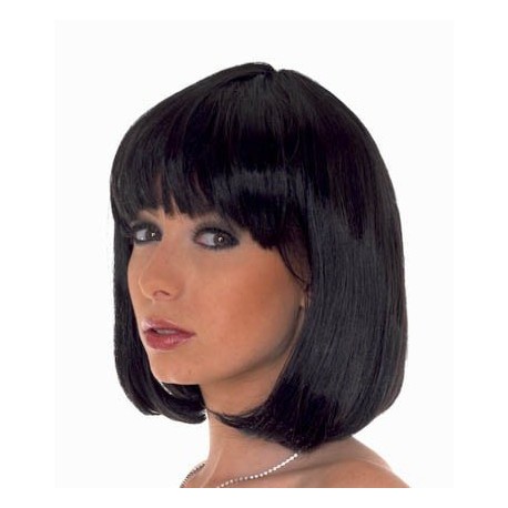 Perruque Carré avec frange - Noire ébène 