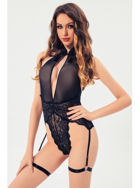 Body sexy à jarretelles noir - J Lingerie 