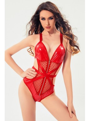 Body sexy vinyle rouge - J Lingerie 