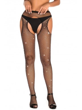 Collants ouverts strass noir - J Lingerie 