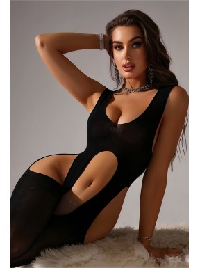 Combinaison sexy ouverte noir - J Lingerie 