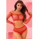 Ensemble lingerie 2 pièces en résille rouge - J Lingerie 