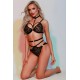 Ensemble soutien-gorge, culotte et ceinture noir - J Lingerie 
