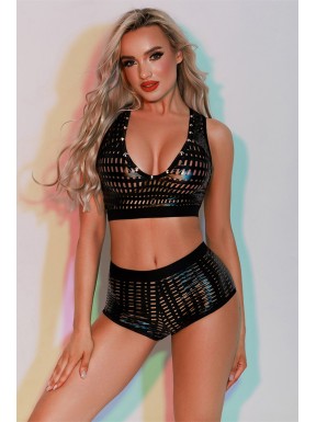 Ensemble Top et Shorty noir - J Lingerie 