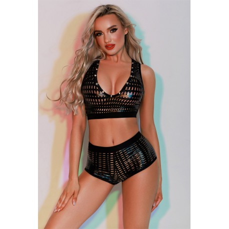 Ensemble Top et Shorty noir - J Lingerie 