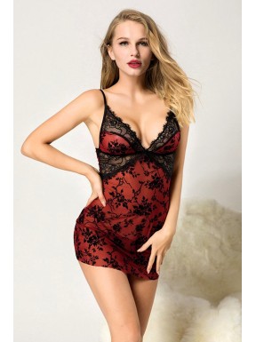 Nuisette et string rouge - J Lingerie 