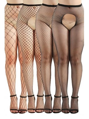 Pack 4 collants ouverts résille 