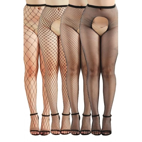 Pack 4 collants ouverts résille 